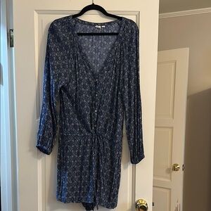Gap Blue Patterned Long Sleeve Romper